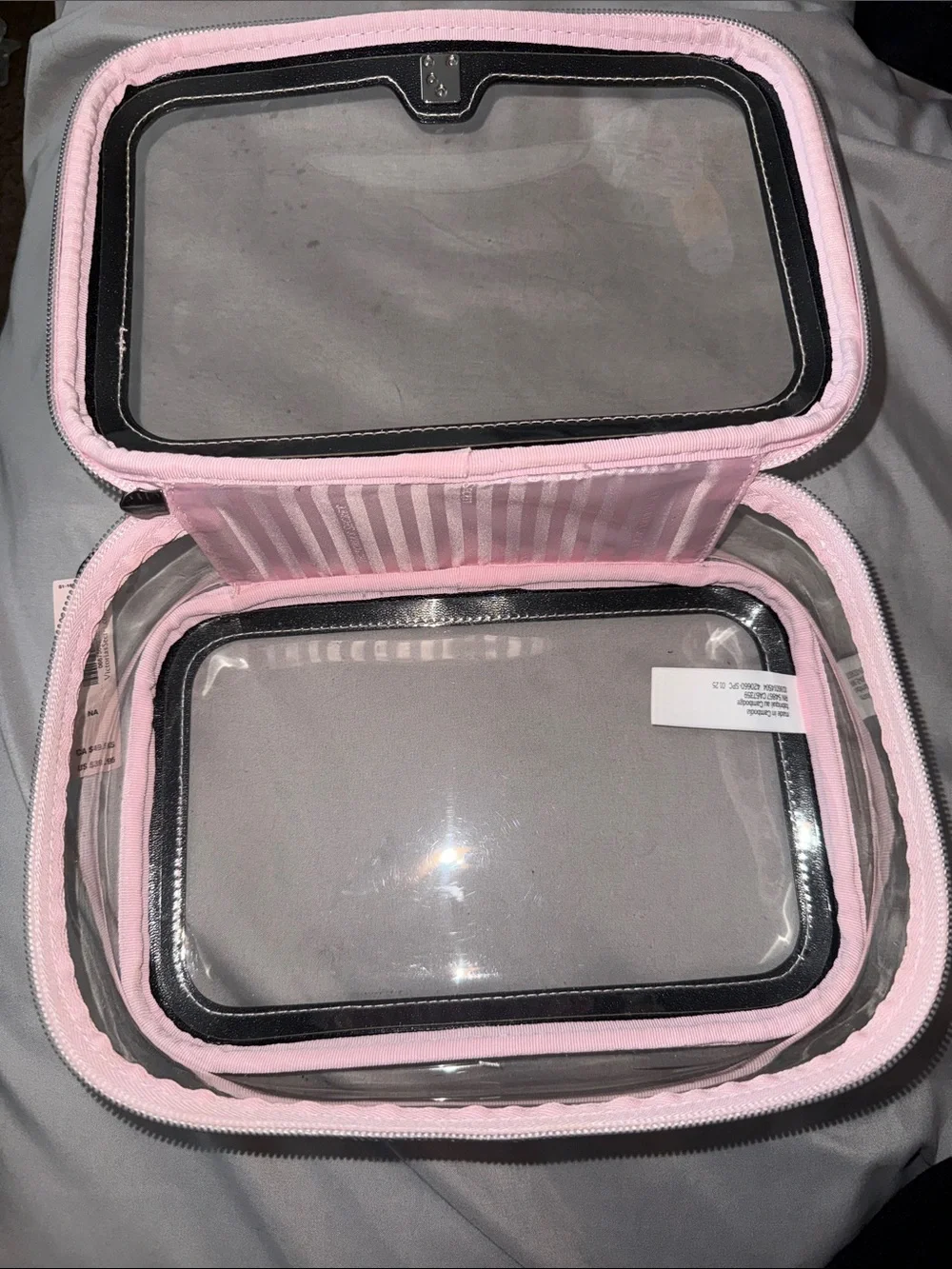 Victoria's Secret Pink and White Clear Cosmetics Bag